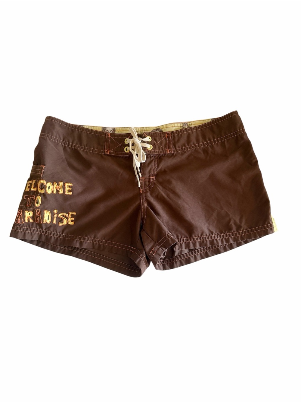 Vintage Y2K Billabong Sunburst Welcome To Paradise Low Rise Board Short size 3